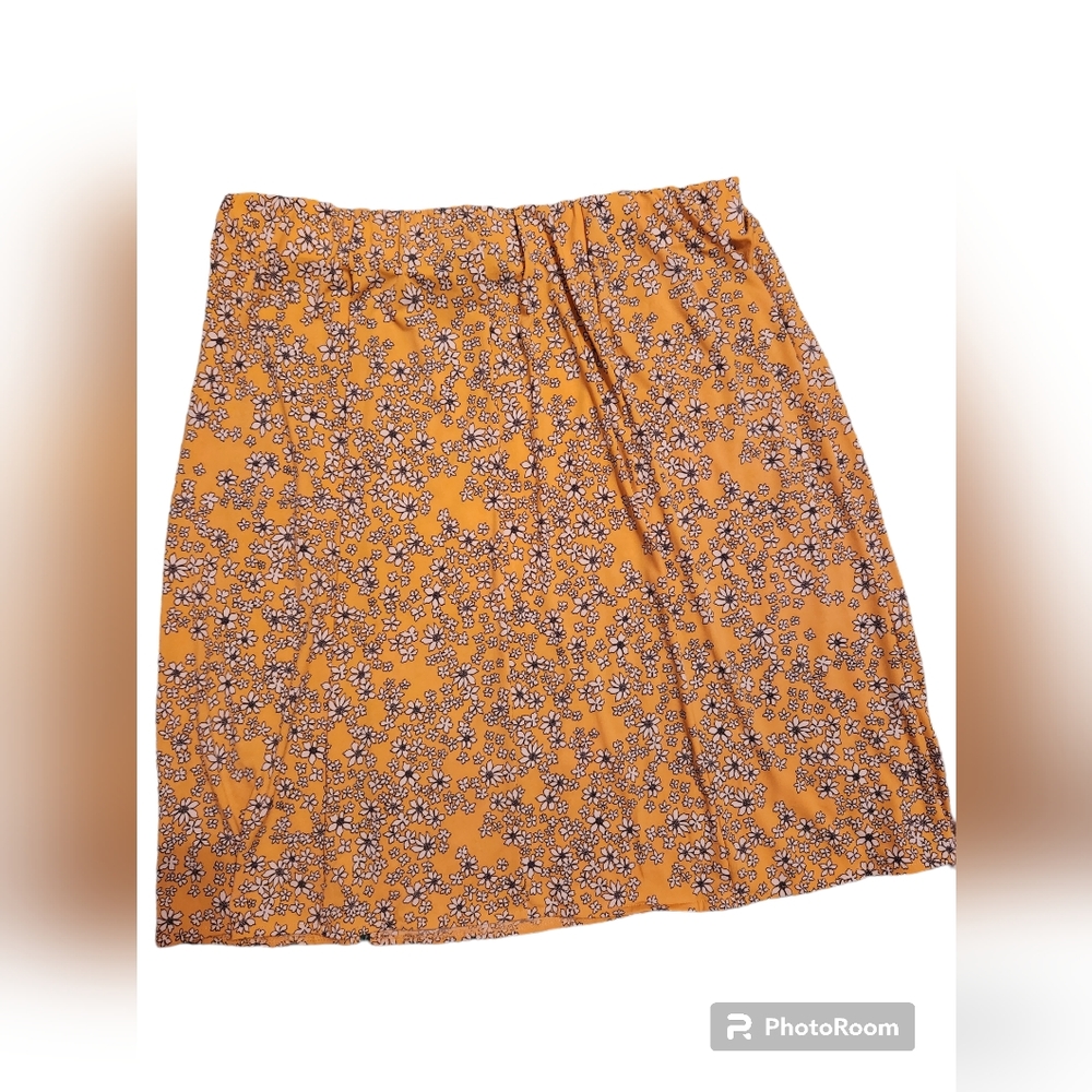 Lane Bryant Skirt Womens Yellow Floral Elastic Waist Stretch Size 18 - Picture 4 of 4